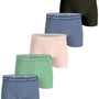 Björn Borg 5 Pack Cotton Stretch Boxers  - Pink/Green/Blue/Navy