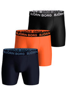 Björn Borg Performance Boxer 3-pack - Black, Navy Blue, Orange