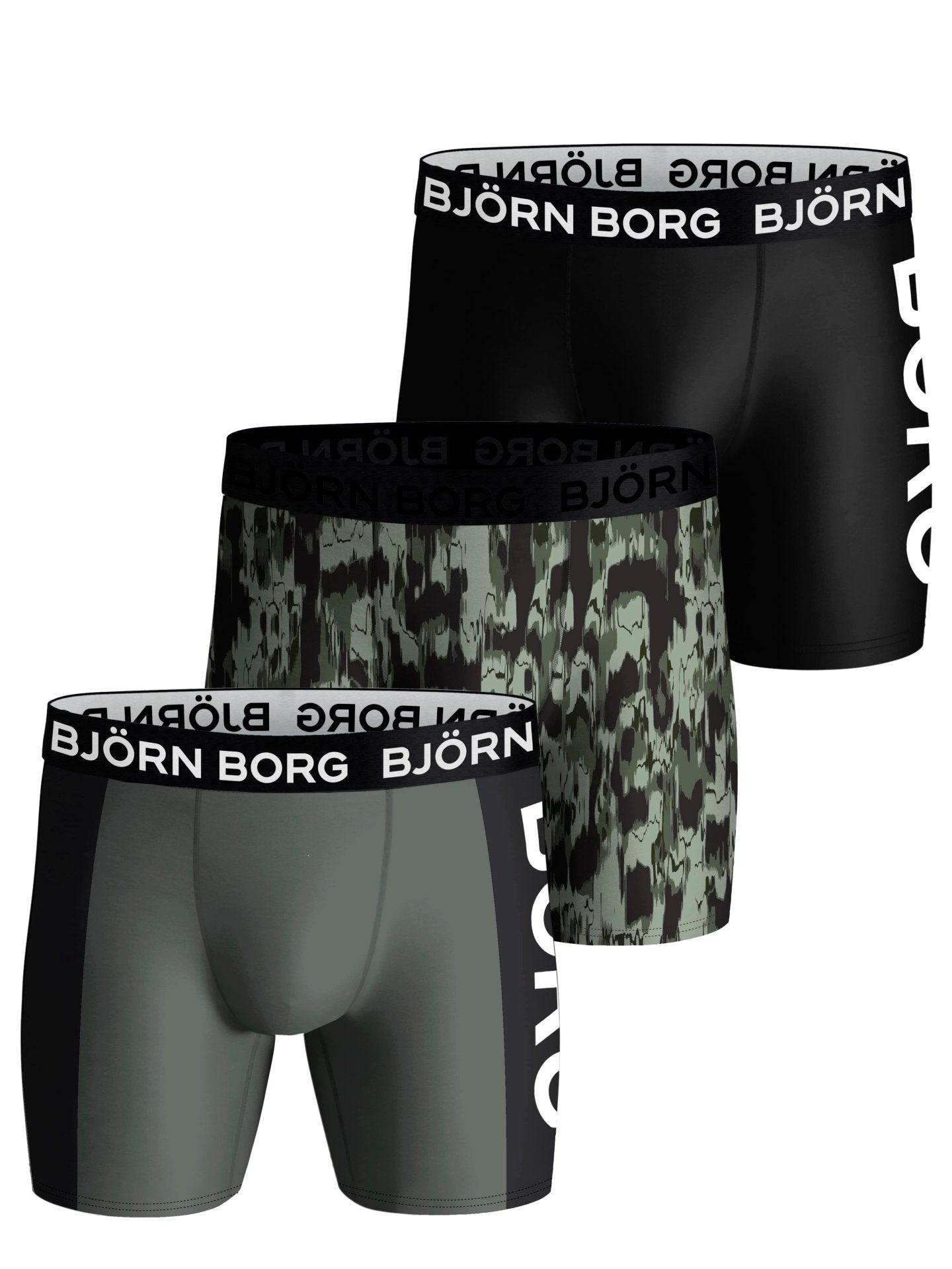 Björn Borg PERFORMANCE THONG 3 PACK - Thong - black/dark blue/black 