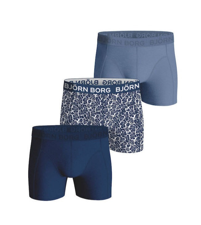 Bjorn Borg Cotton Stretch Boxer 3 Pack - Blue, Print