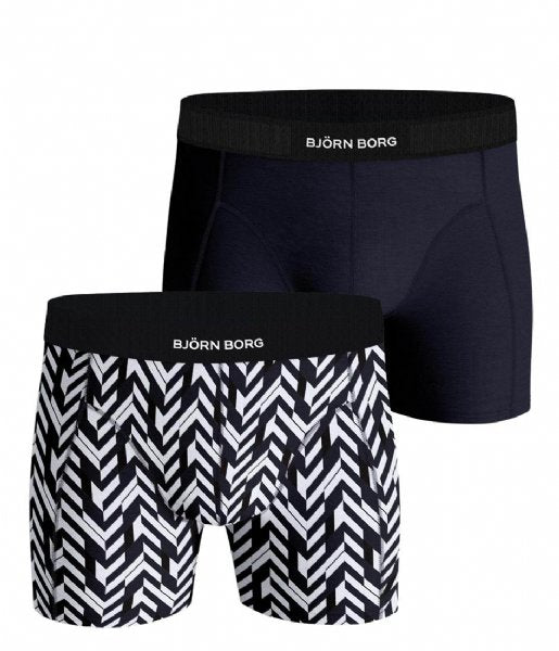 Bjorn Borg Premium Cotton Stretch 2 Pack Boxer - Digital Print / Navy