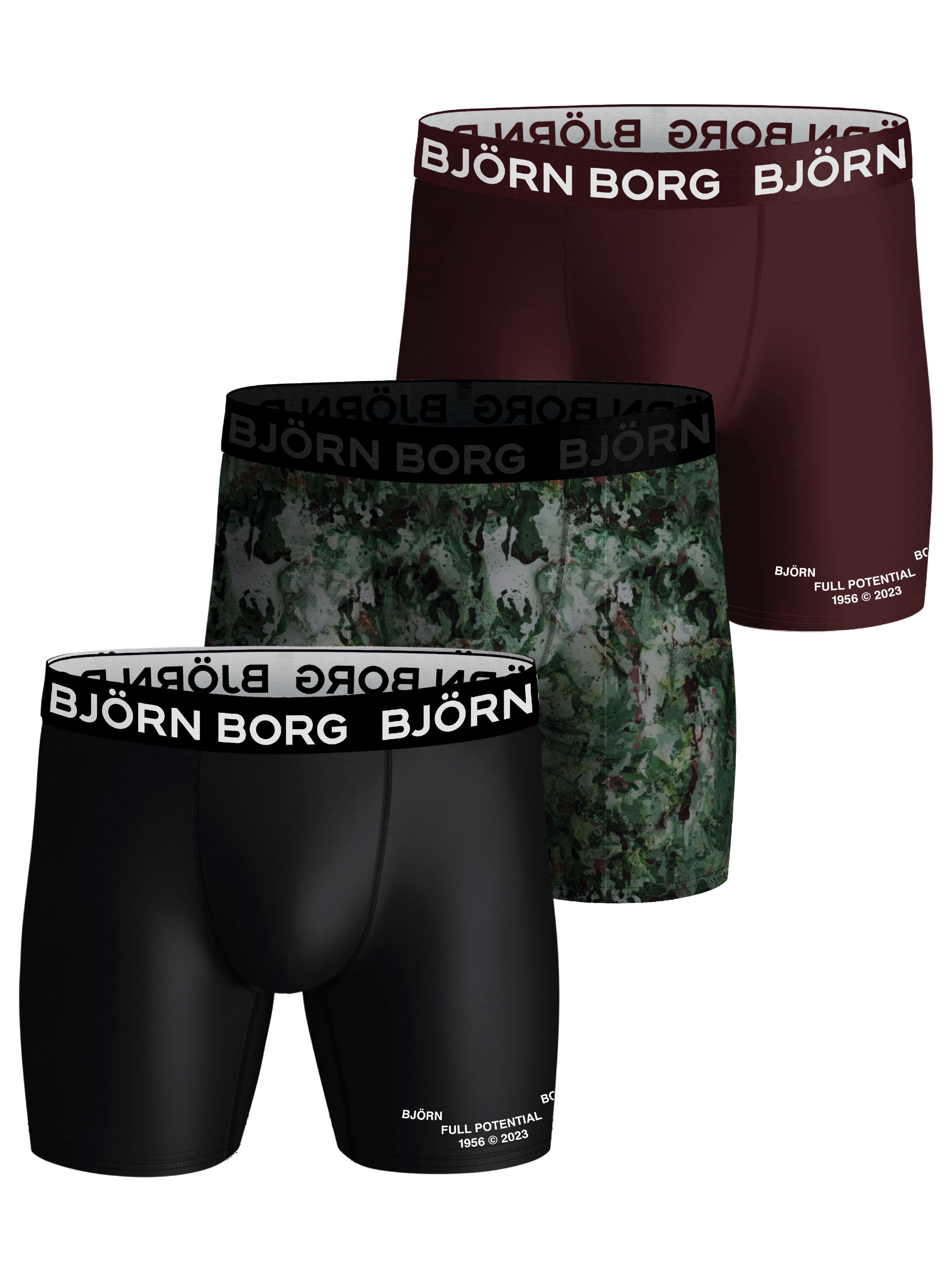 Björn Borg 3 Pack Performance Boxer - Black, Print, Red