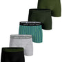 Björn Borg 5 Pack Cotton Stretch Boxers  - Olive/Green/Grey/Black Print