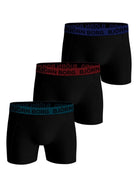 Bjorn Borg Cotton Stretch Boxer Trunks 3 Pack - Black, Contrast Waistbands