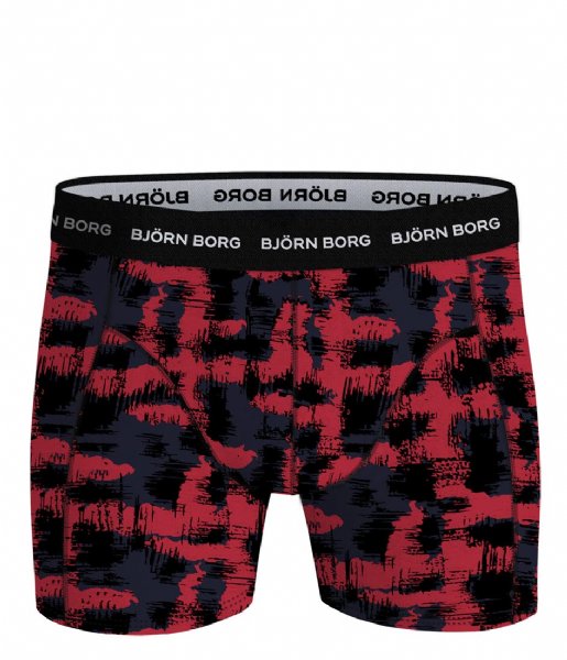 Bjorn Borg Cotton Stretch Boxer Trunks 3 Pack - Red, Black, Print