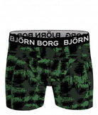 Bjorn Borg Cotton Stretch Boxer Trunks 3 Pack - Black, Green, Print