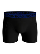 Bjorn Borg Cotton Stretch Boxer Trunks 3 Pack - Black, Contrast Waistbands