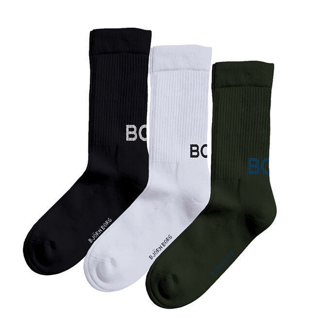 Bjorn Borg Core Crew Polyamide Sock 3-pack - Black, White, Green