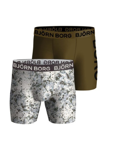 Björn Borg Performance Boxer 2 Pack - Olive/White Print