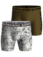 Björn Borg Performance Boxer 2 Pack - Olive/White Print