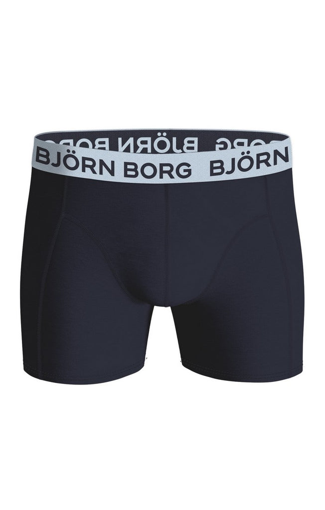 Bjorn Borg Cotton Stretch Boxer Trunks 3 Pack - Black,Navy Print, Blue