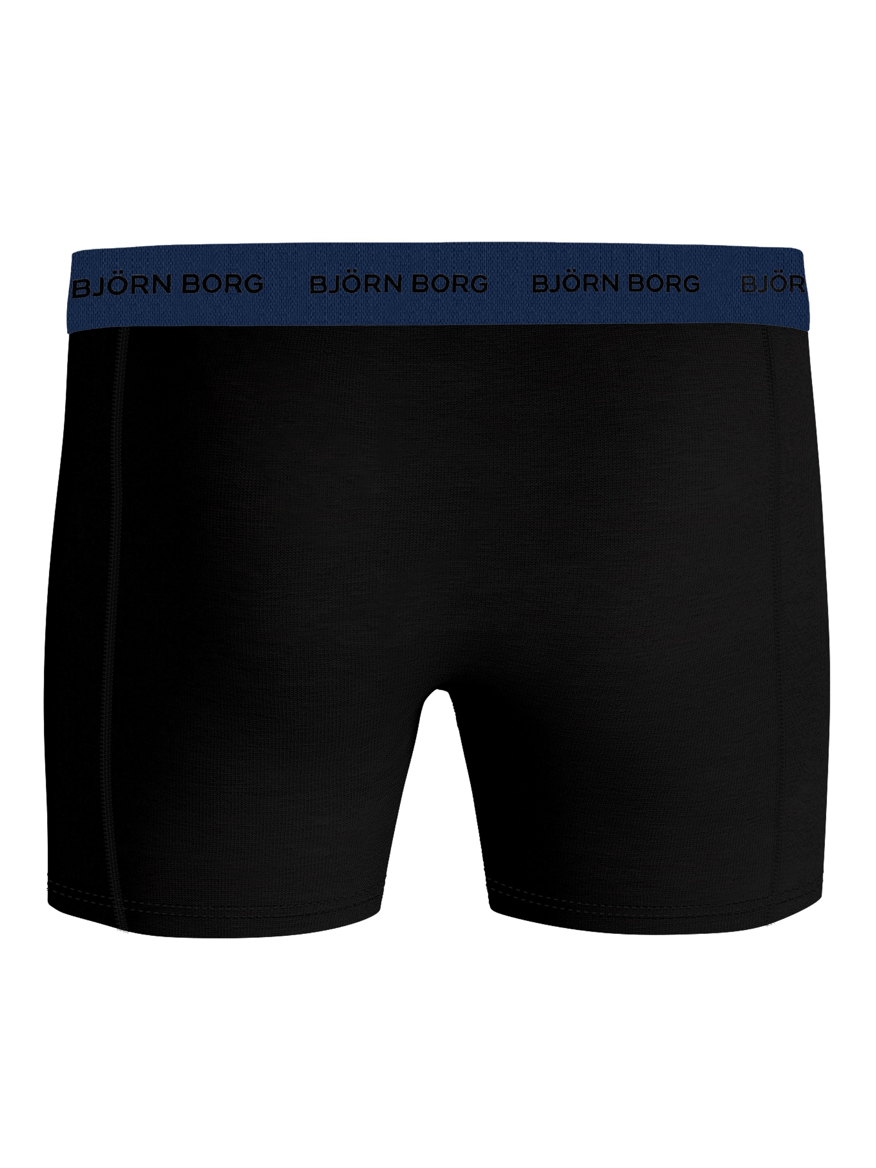 Bjorn Borg Cotton Stretch Boxer Trunks 3 Pack - Black, Blue, Yellow Print