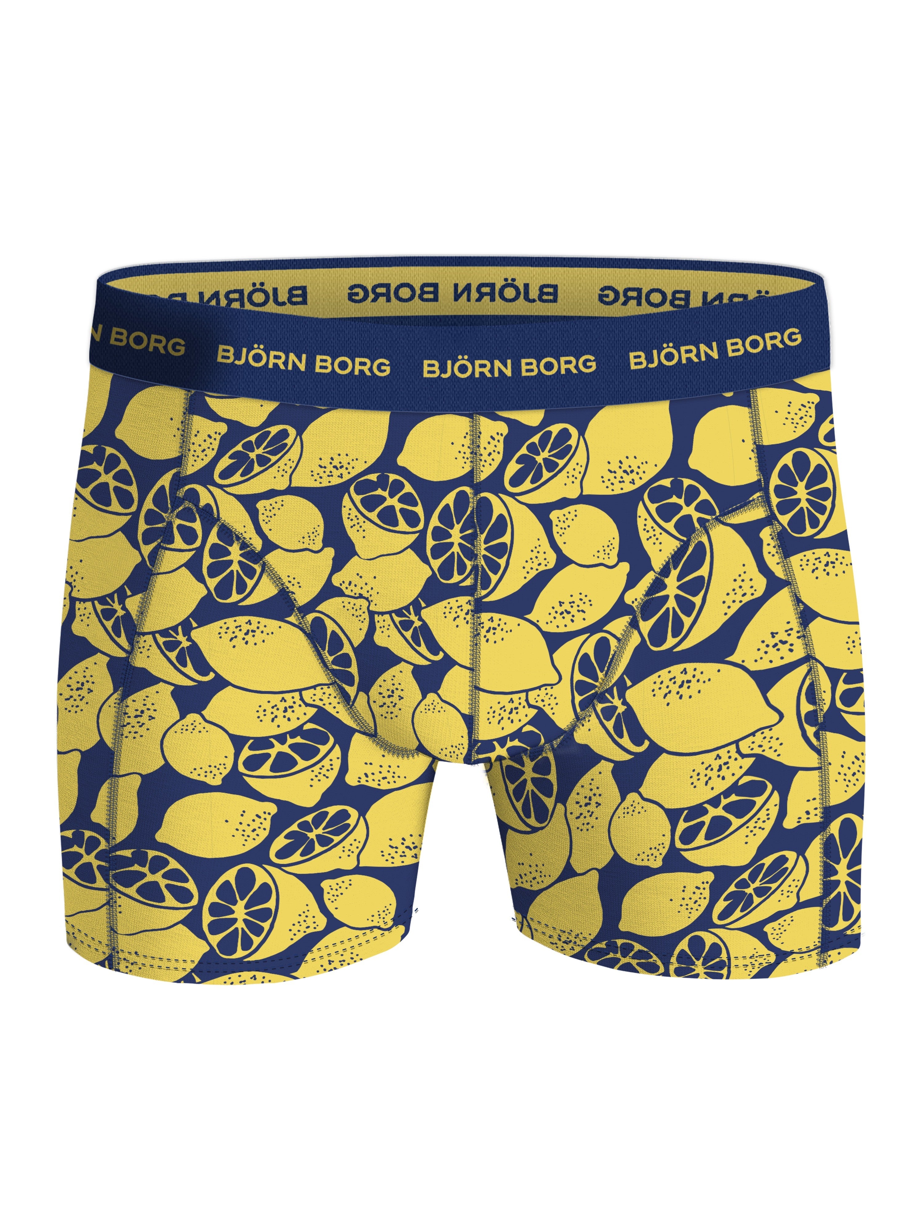 Bjorn Borg Cotton Stretch Boxer Trunks 3 Pack - Black, Blue, Yellow Print