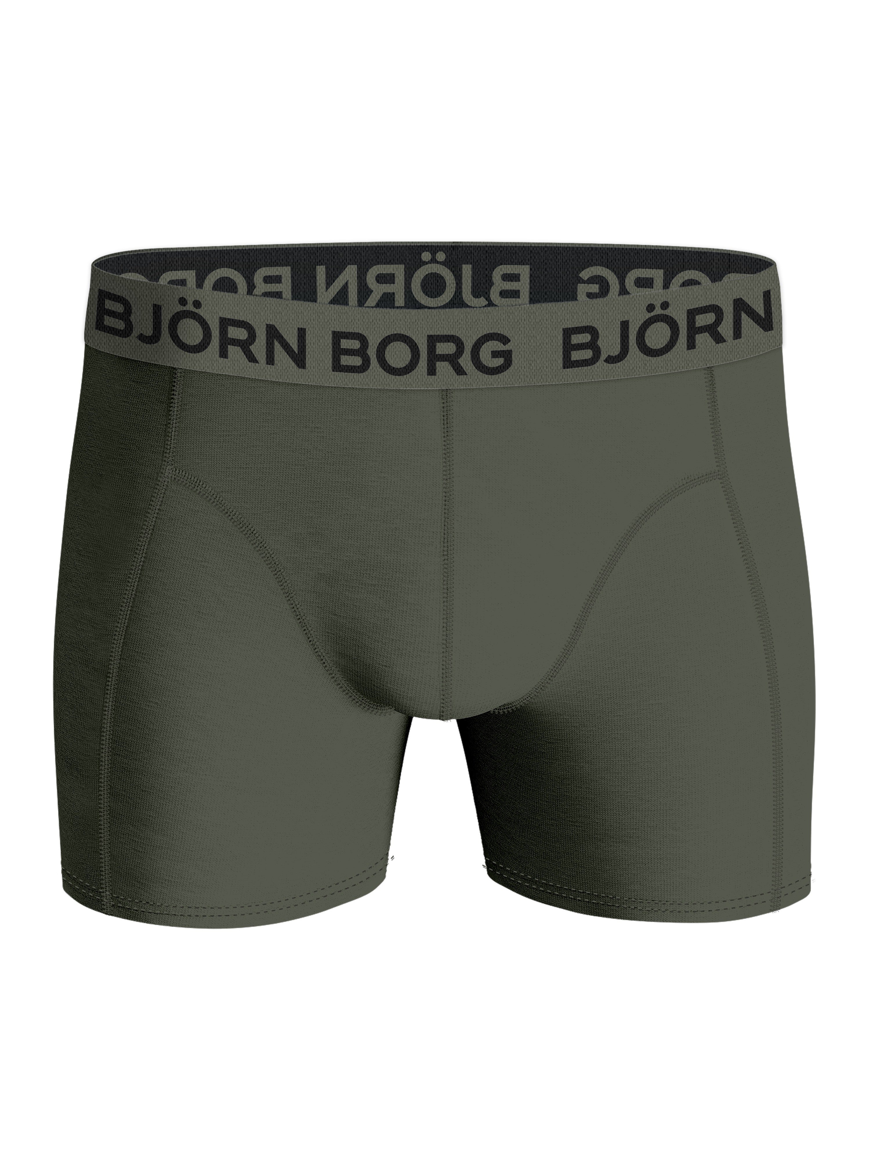 Bjorn Borg Cotton Stretch Boxer Trunks 3 Pack - Olive, Print