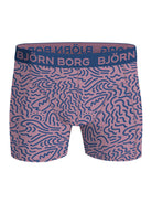 Bjorn Borg Cotton Stretch Boxer Trunks 3 Pack - Blue, Green, Purple Print