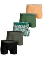 Bjorn Borg Cotton Stretch Boxer Trunks 5 pack - Orange, Olive, Green, Black, Print