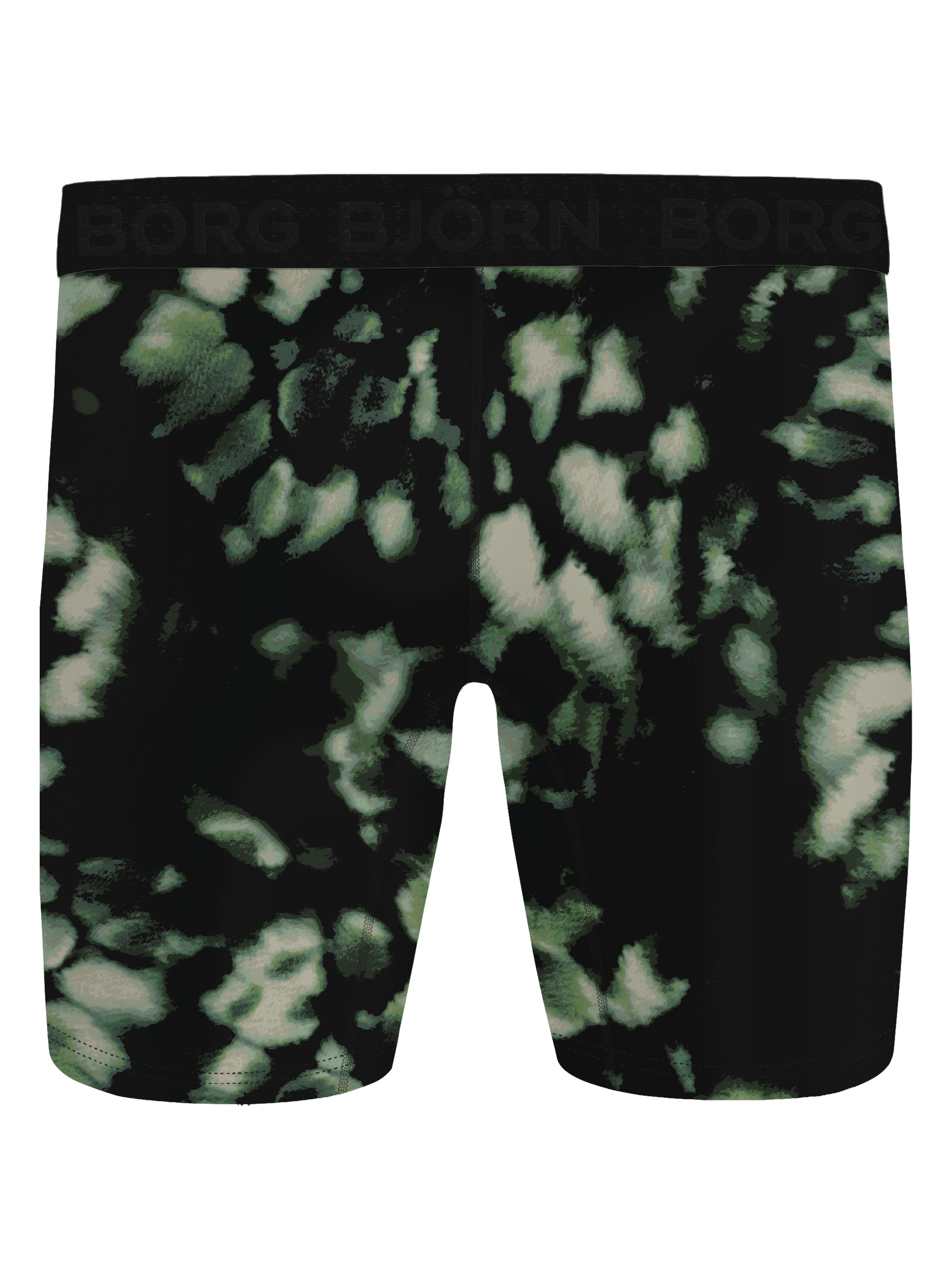 Björn Borg Performance Boxers Long Leg 2-pack - Black, Green Print