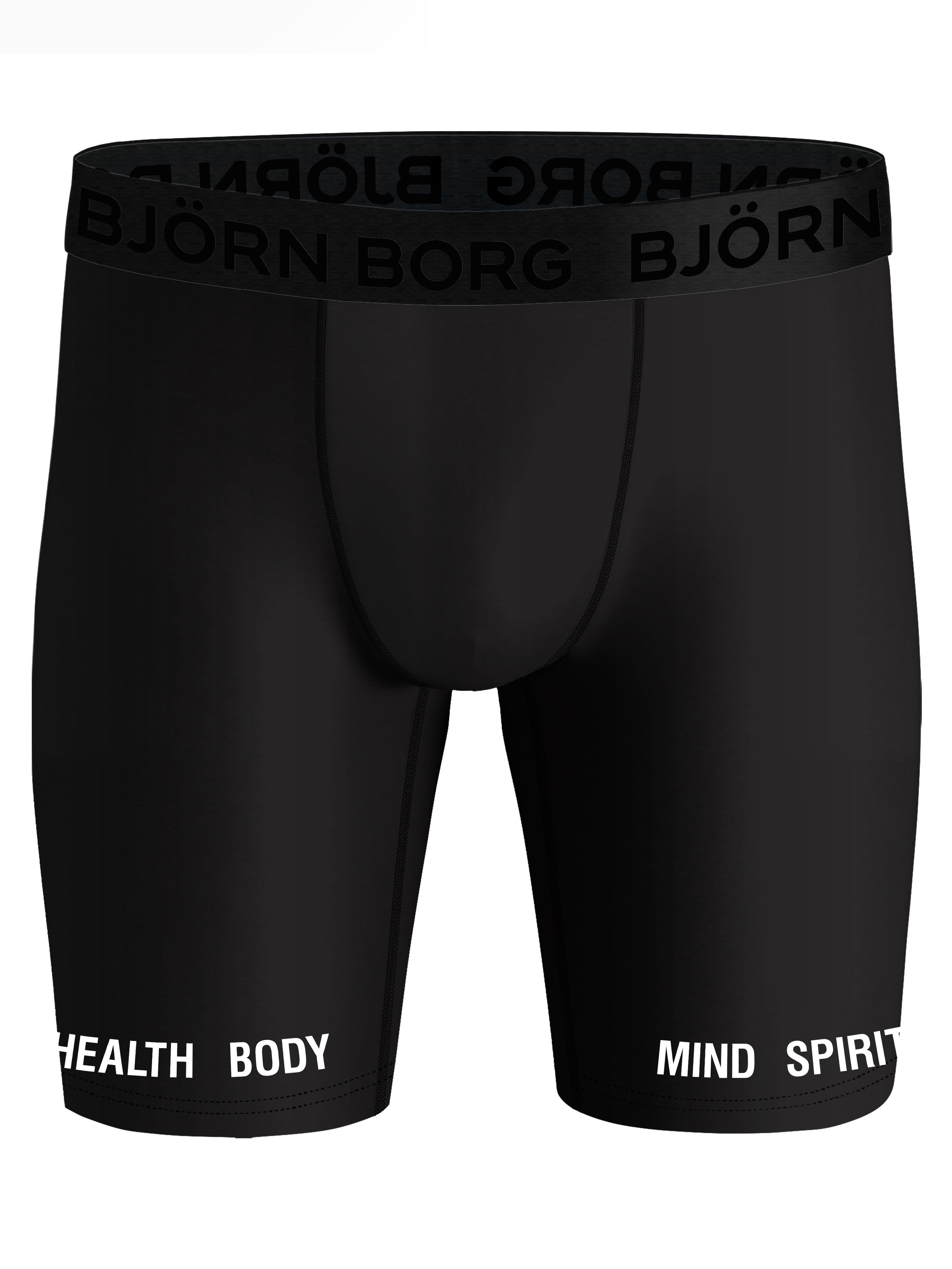 Björn Borg Performance Boxers Long Leg 2-pack - Black, Green Print