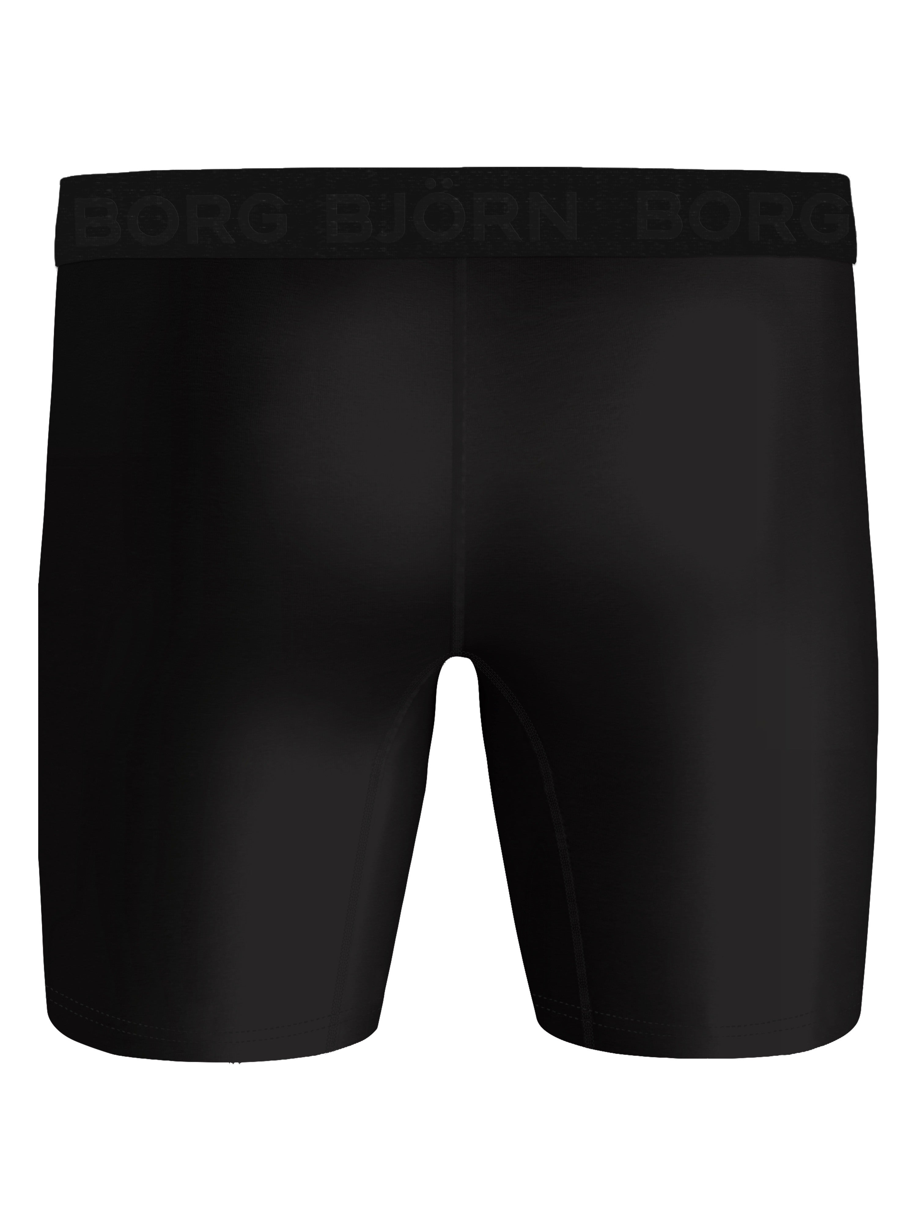 Björn Borg Performance Boxers Long Leg 2-pack - Black, Green Print