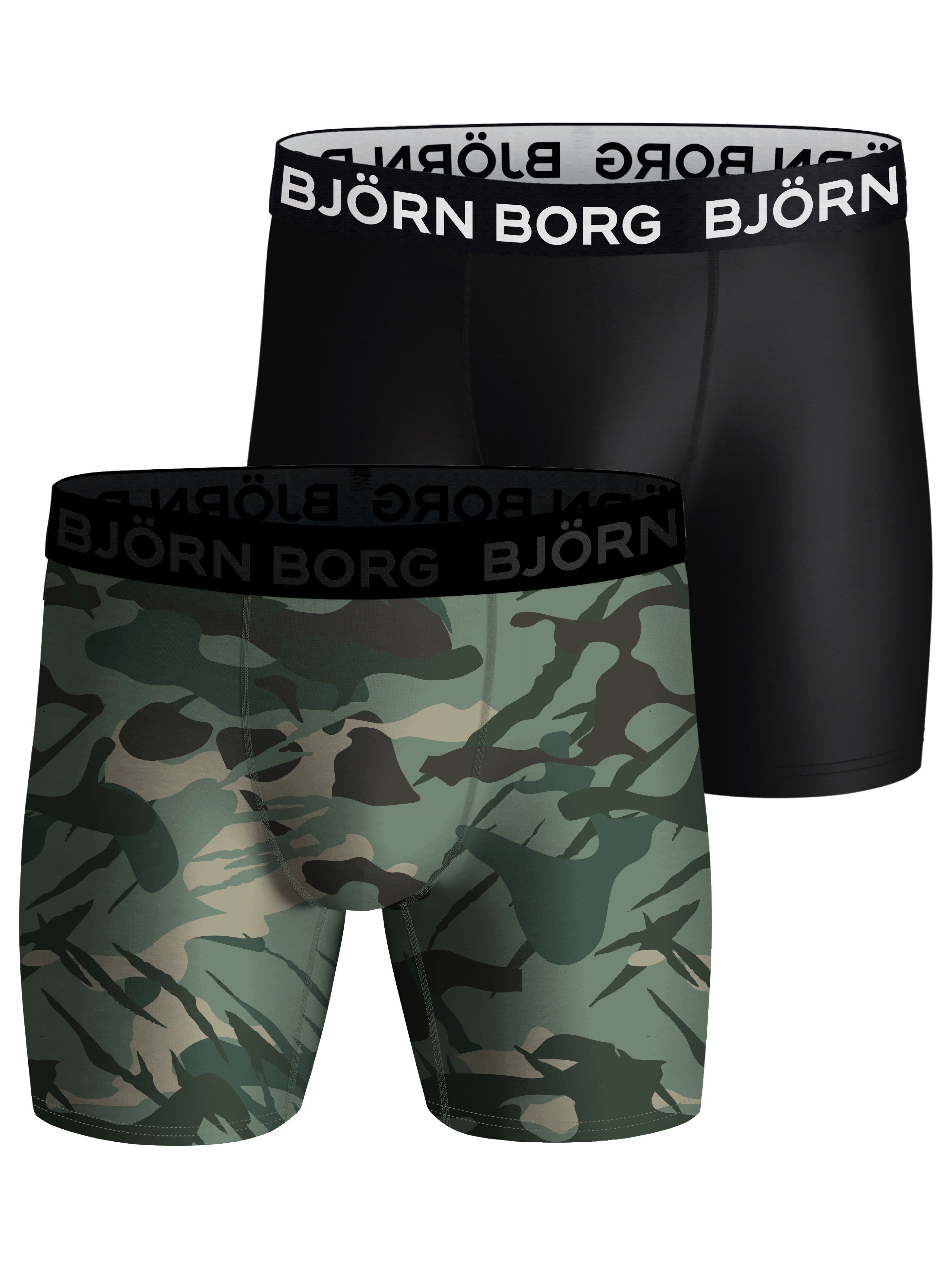 Björn Borg Performance Boxer 2 Pack - Green Camo, Black