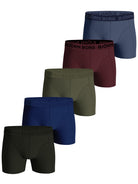 Björn Borg 5 Pack Cotton Stretch Boxers - Red/Blue/Navy/Green/Olive