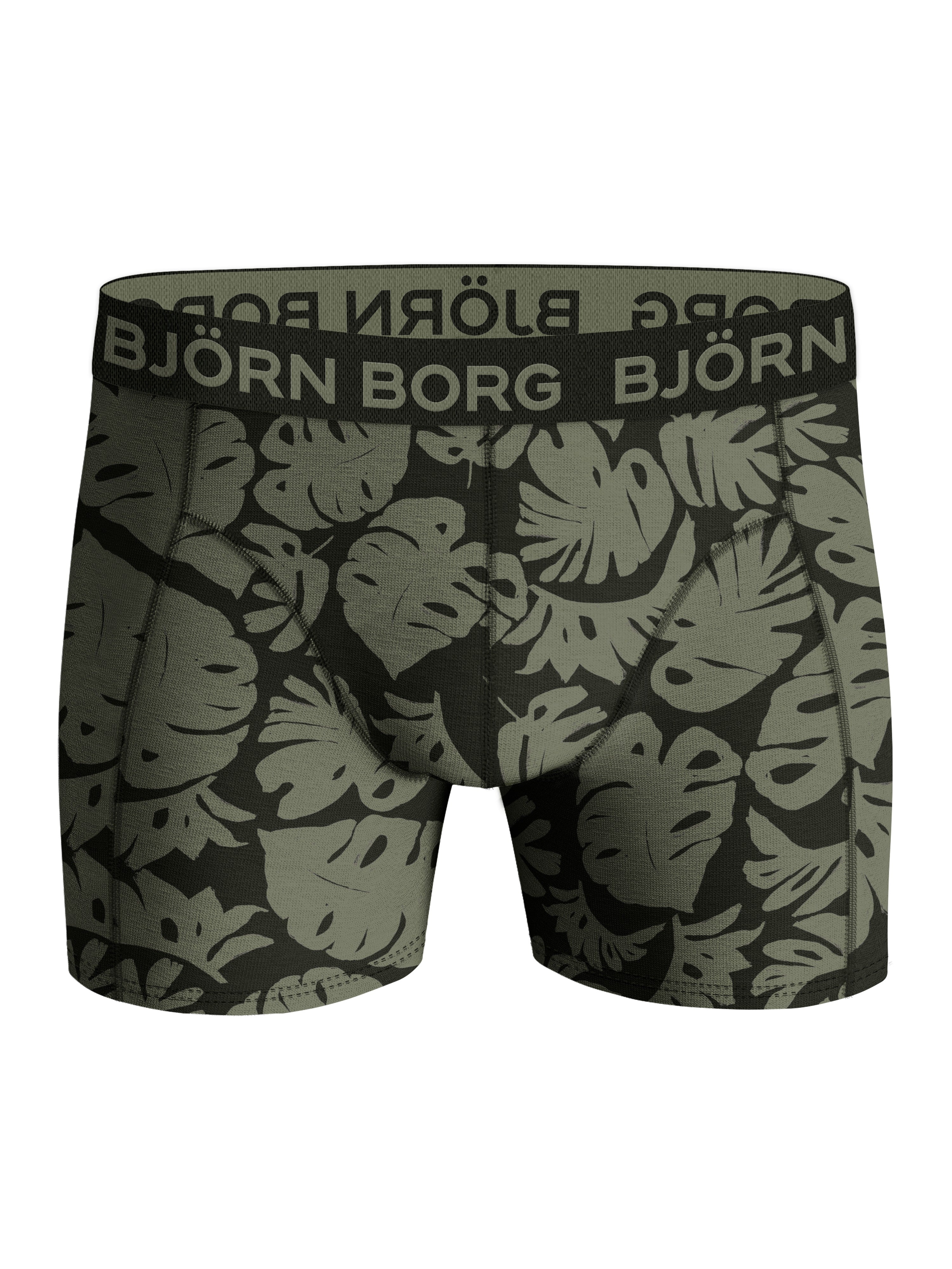 Björn Borg - 5 Pack Cotton Stretch Boxers - Greent/Olive/Black Print