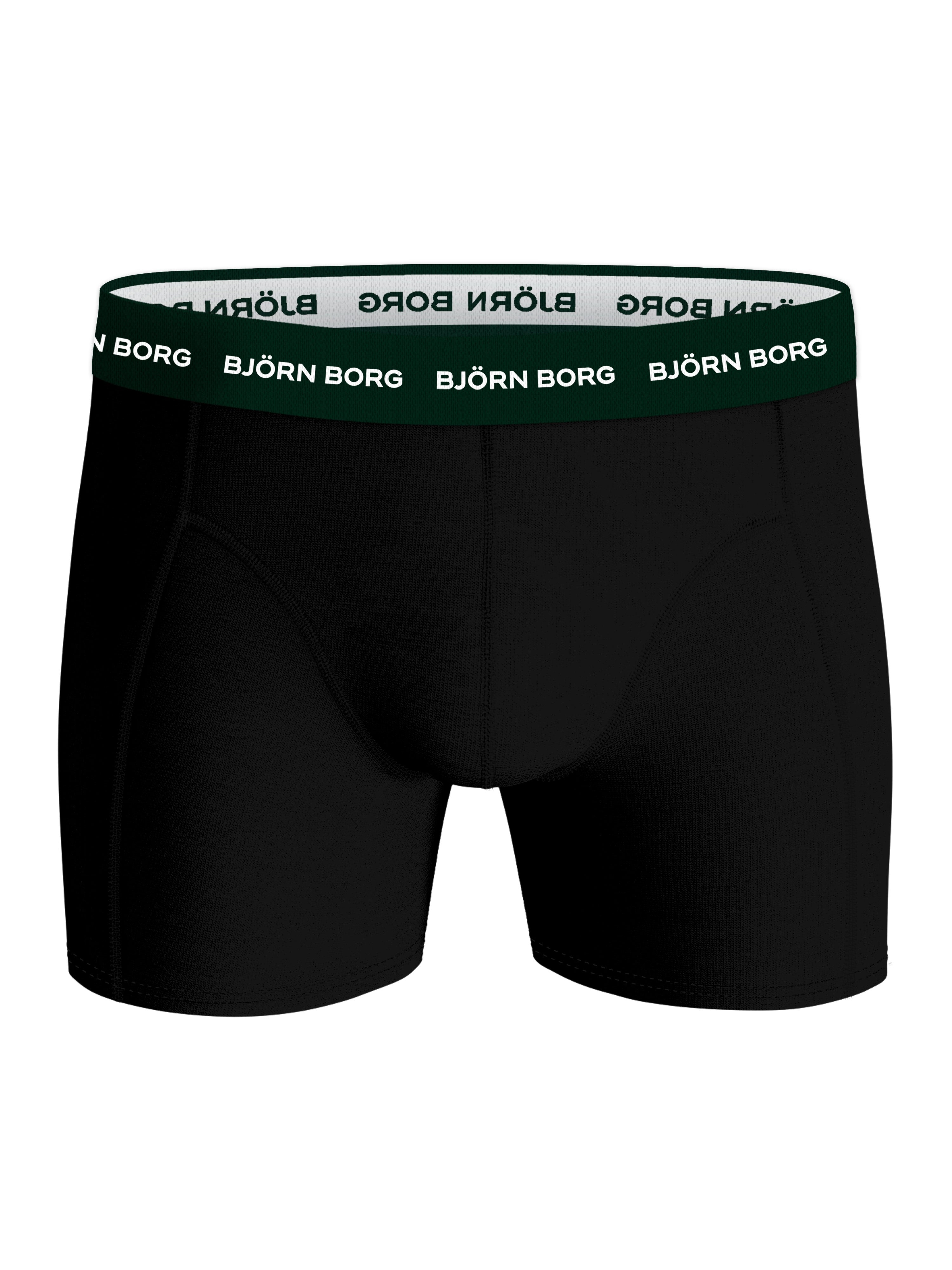 Björn Borg 3 Pack Cotton Stretch Boxers - Black/Green/Black