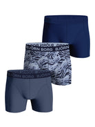 Björn Borg 3 Pack Cotton Stretch Boxers - Navy/Blue Print