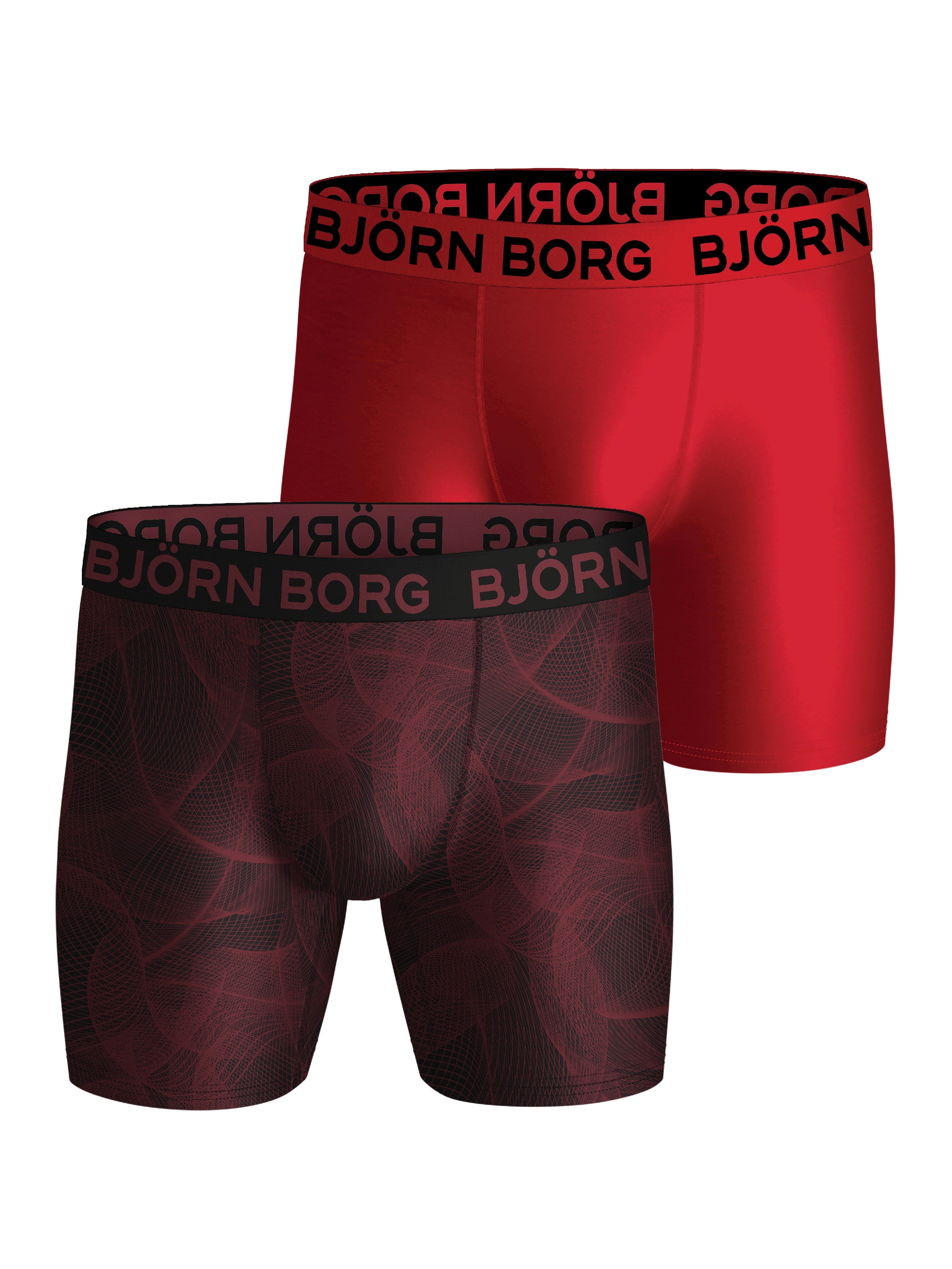 Björn Borg Sports Performance Boxers 2 Pack - Red / Burgundy Print