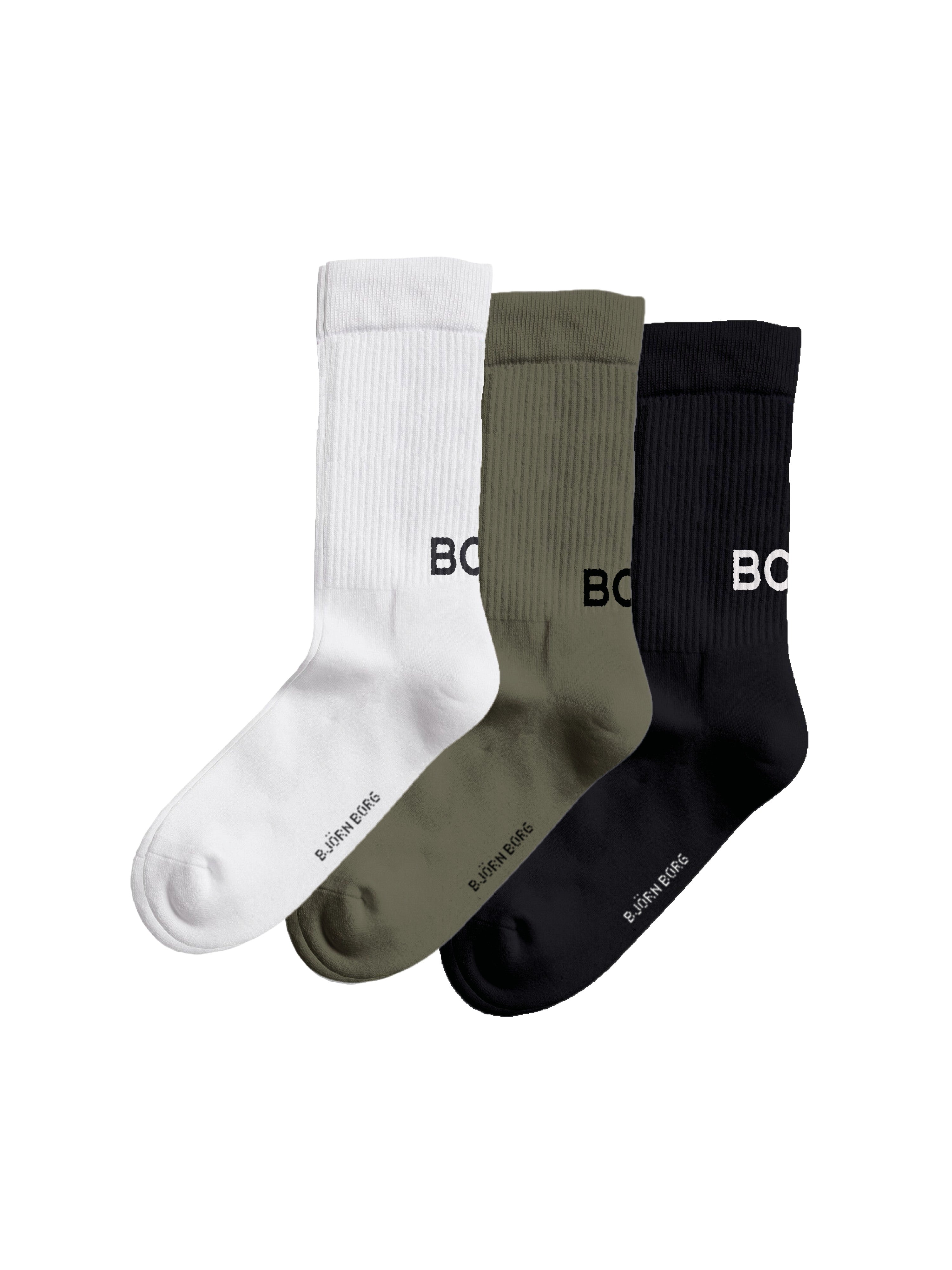 Bjorn Borg Core Crew Polyamide Sock 3-pack - Black, White, Olive