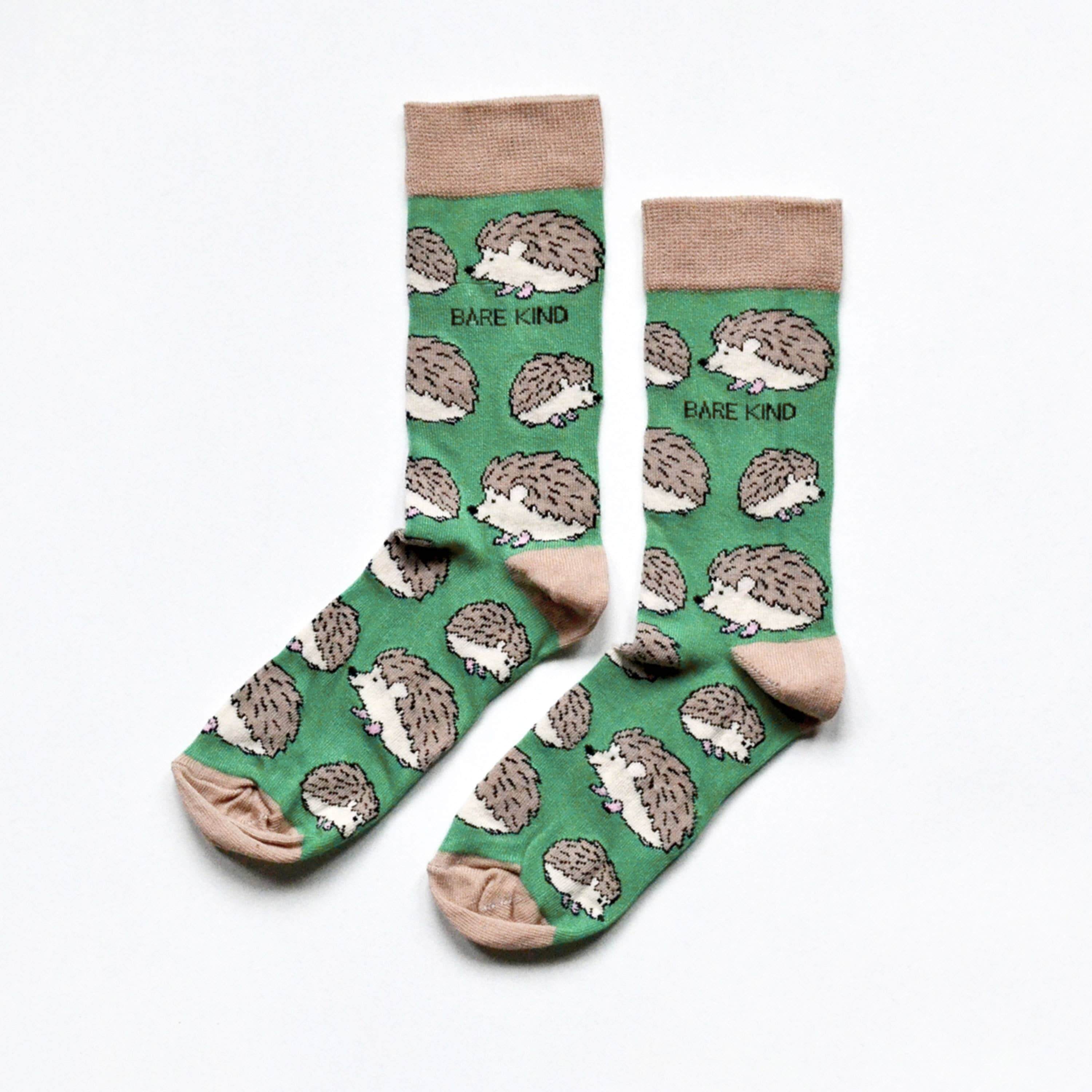 Bare Kind Socks - Save The Hedgehog Bamboo Green Socks