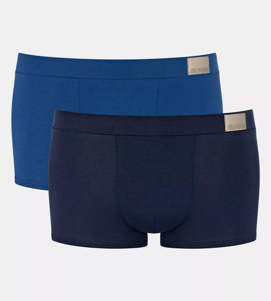 Sloggi Men's 2 Pack Go Natural Trunks - Blue Hipsters | Trunks and Boxers