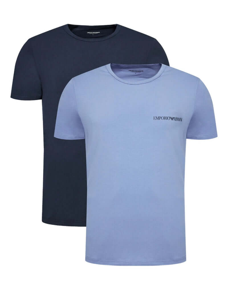 Emporio Armani 2 Pack Crew Neck Loungewear T-Shirt - Marine/Night Blue