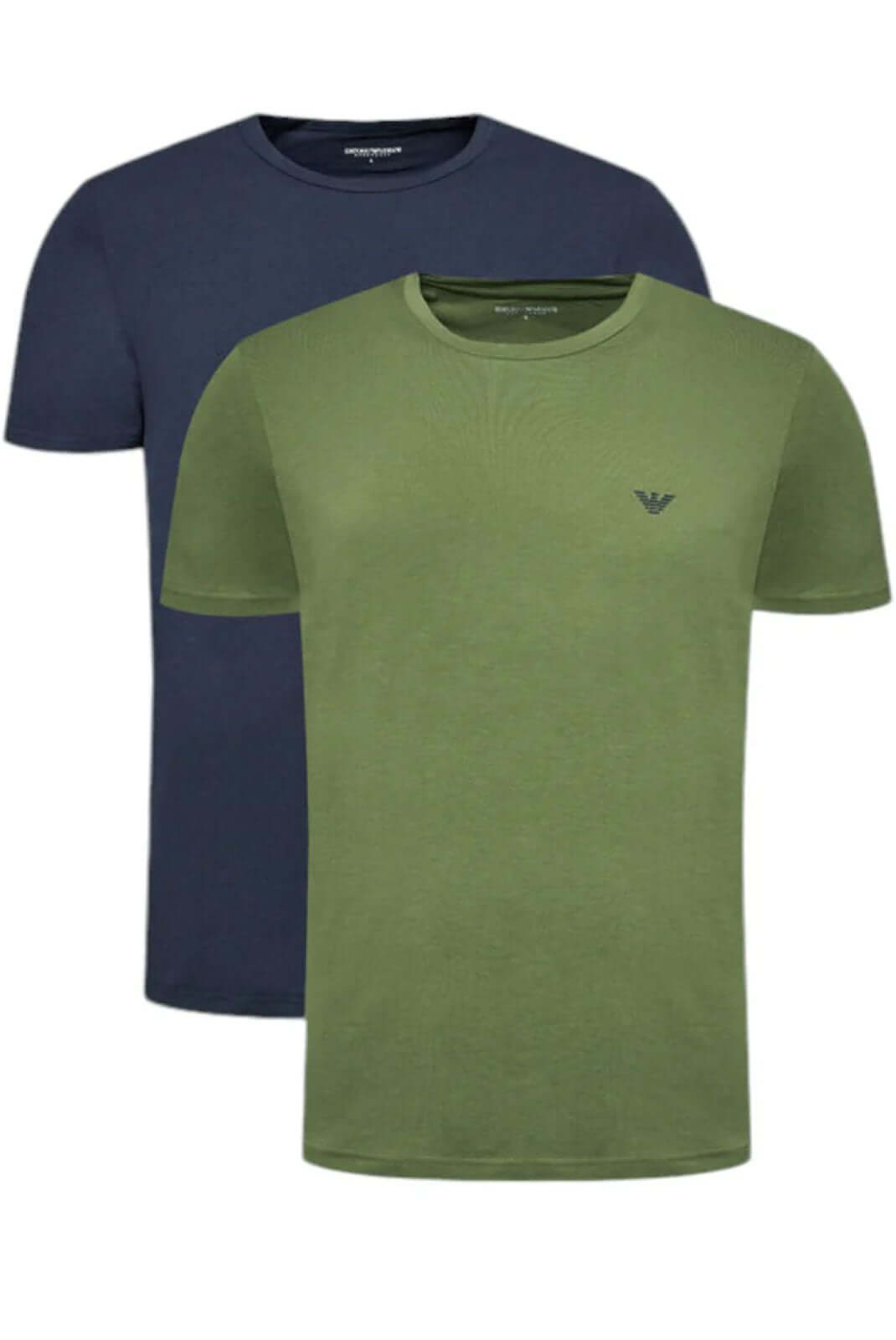 Emporio Armani 2 Pack Crew Neck Loungewear T-Shirt - Olive / Marine