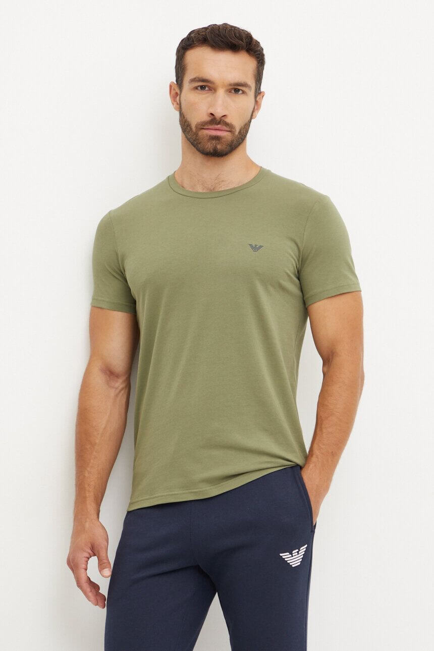 Emporio Armani 2 Pack Crew Neck Loungewear T-Shirt - Olive / Marine