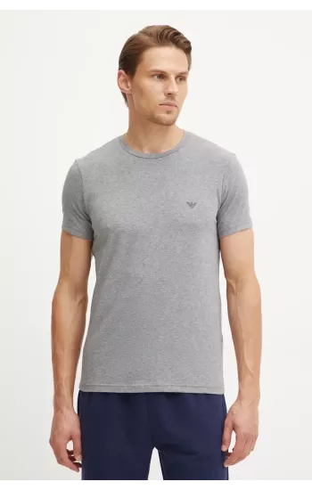 Emporio Armani 2 Pack Lounge Stretch-Cotton Crew T-Shirts - Blue / Grey