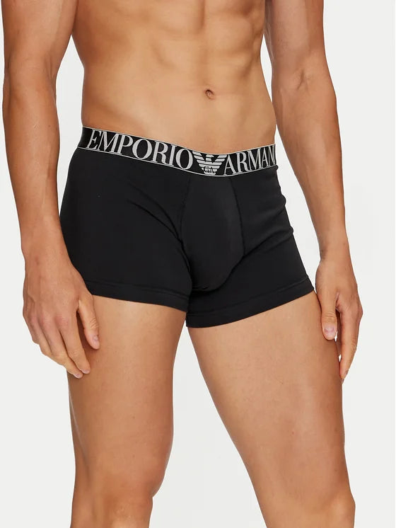 Emporio Armani 3 Pack Organic Cotton Trunks - Black