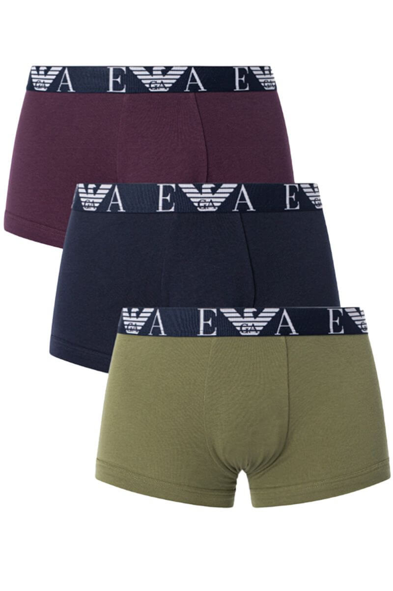 Emporio Armani 3 Pack Low Rise Trunks - Olive/Marine/Black