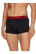 Emporio Armani 3 Pack Low Rise Trunks - Black, Red Waistbands