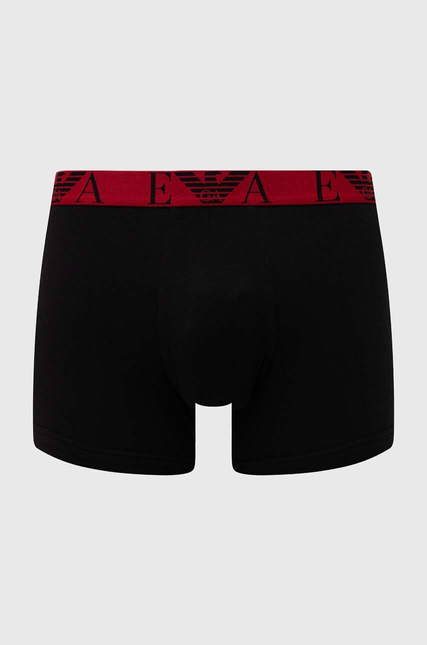 Emporio Armani 3 Pack Boxer Briefs - Black, Red Waistbands