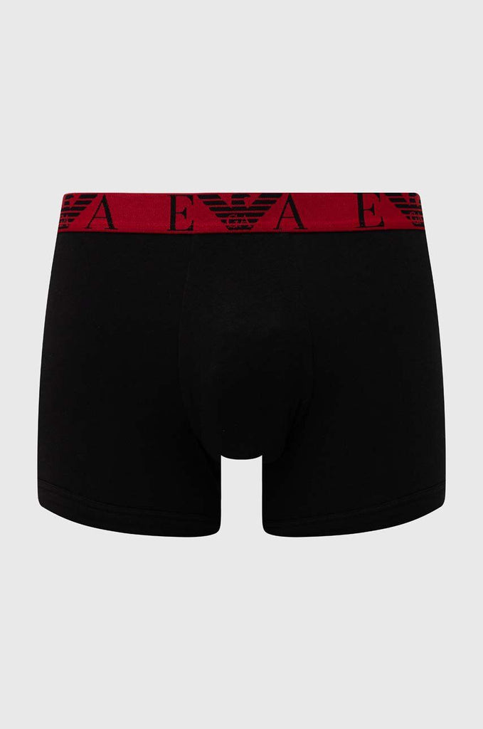 Emporio Armani 3 Pack Boxer Briefs - Black, Red Waistbands