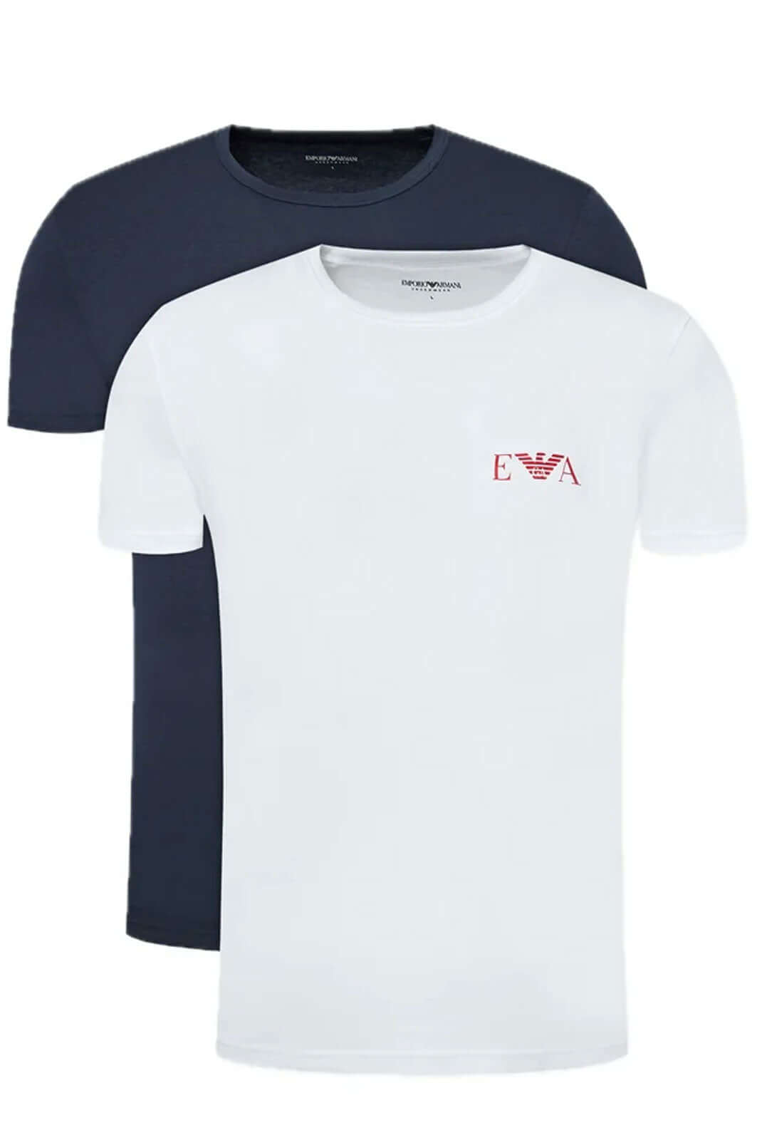 Emporio Armani 2 Pack Crew Neck Loungewear T-Shirt - White / Navy