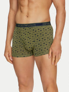 Emporio Armani 3 Pack Trunks Stretch Cotton - Blue / Green Pattern / Blue