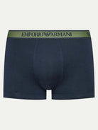 Emporio Armani 3 Pack Trunks Stretch Cotton - Blue / Green Pattern / Blue