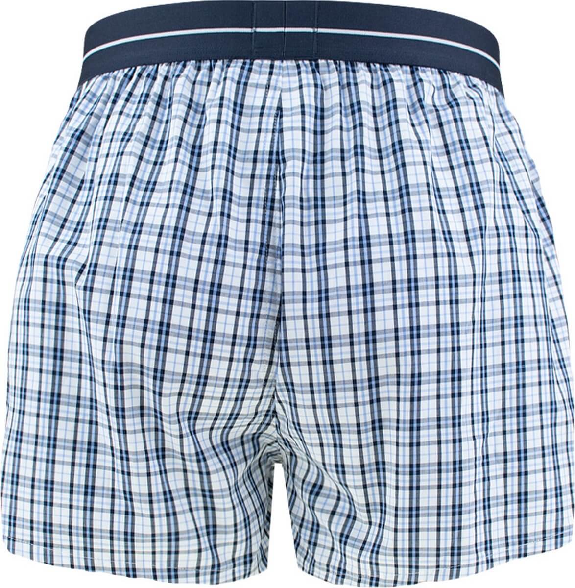 Boss 3 Pack Woven Boxers / Pyjama Shorts in Cotton Poplin - Blue Checks