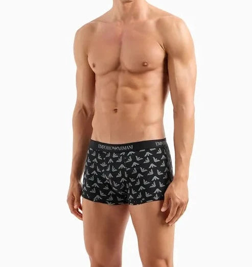 Emporio Armani 3 pack Pure Cotton Boxer Trunks - Black/Grey/White