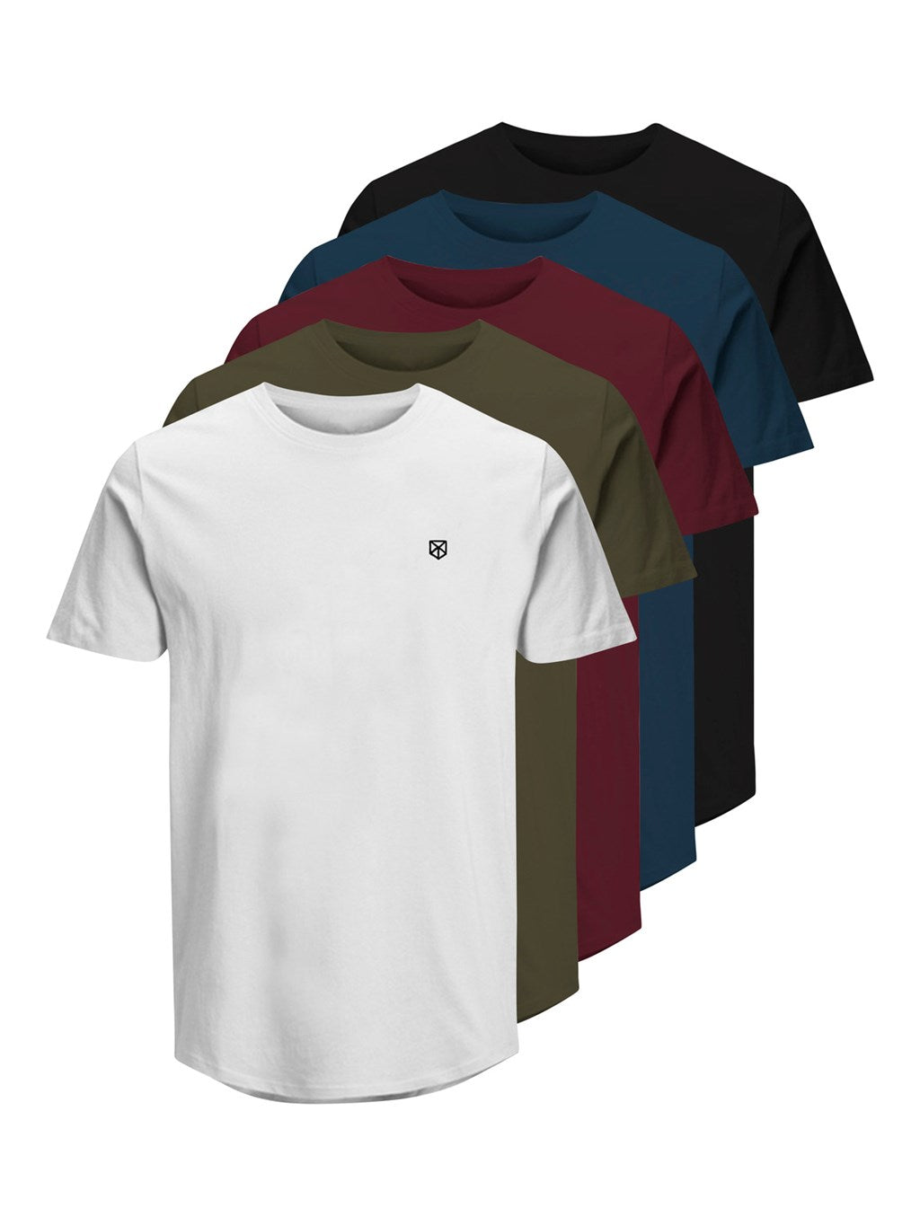 Jack & Jones 5 Pack JPRBLABRODY 100% Cotton Crew Neck T-Shirts - Assorted