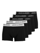 Jack & Jones Jacsolid Trunks 5 Pack Cotton Stretch Boxers - Black (Black and white wb)