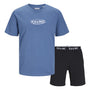 Jack & Jones Jacoliver Shorts Lounge Set - Coronet Blue Tee / Black shorts