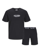 Jack & Jones Jacoliver Shorts Lounge Set - Black Tee / Black shorts